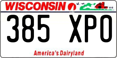 WI license plate 385XPO