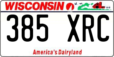 WI license plate 385XRC