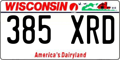 WI license plate 385XRD