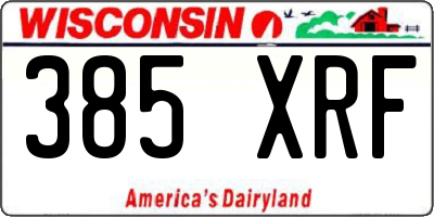 WI license plate 385XRF
