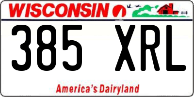 WI license plate 385XRL
