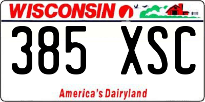 WI license plate 385XSC