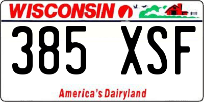 WI license plate 385XSF