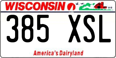 WI license plate 385XSL