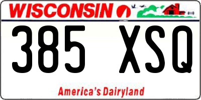 WI license plate 385XSQ