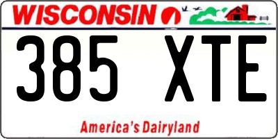 WI license plate 385XTE