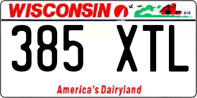 WI license plate 385XTL