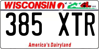 WI license plate 385XTR
