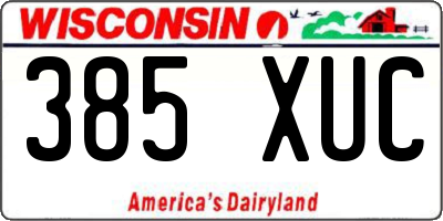 WI license plate 385XUC