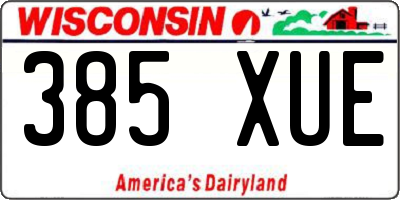 WI license plate 385XUE