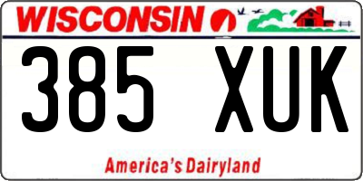 WI license plate 385XUK
