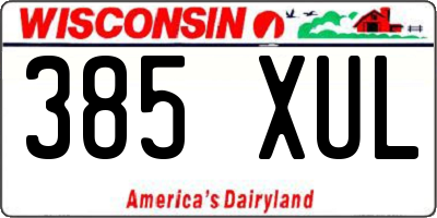 WI license plate 385XUL