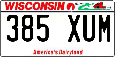WI license plate 385XUM
