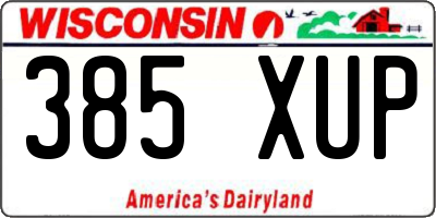 WI license plate 385XUP