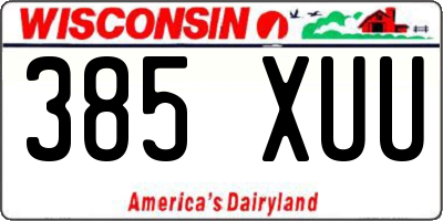 WI license plate 385XUU