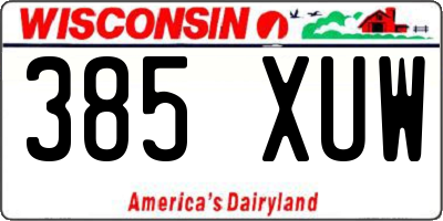 WI license plate 385XUW