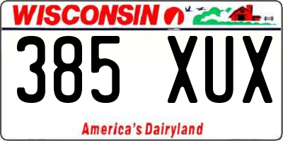 WI license plate 385XUX