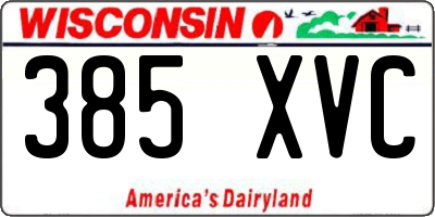 WI license plate 385XVC