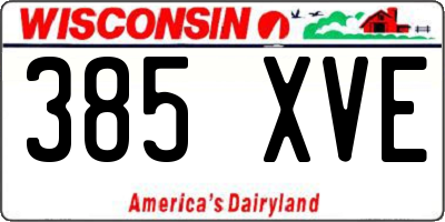 WI license plate 385XVE