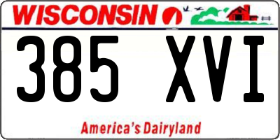WI license plate 385XVI