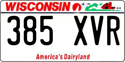 WI license plate 385XVR