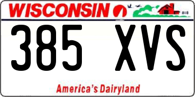 WI license plate 385XVS