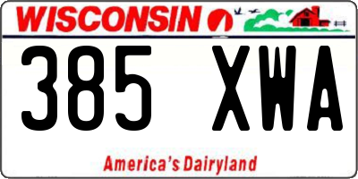 WI license plate 385XWA