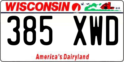WI license plate 385XWD