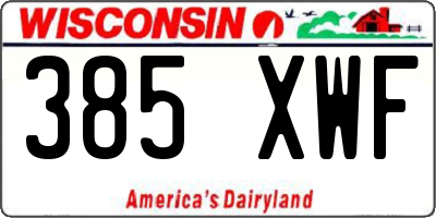 WI license plate 385XWF