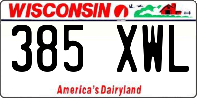 WI license plate 385XWL