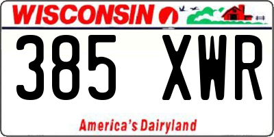 WI license plate 385XWR