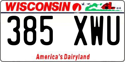 WI license plate 385XWU