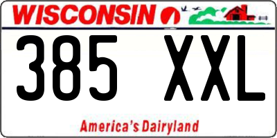 WI license plate 385XXL