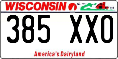 WI license plate 385XXO