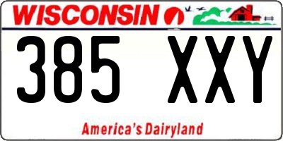 WI license plate 385XXY