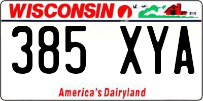 WI license plate 385XYA
