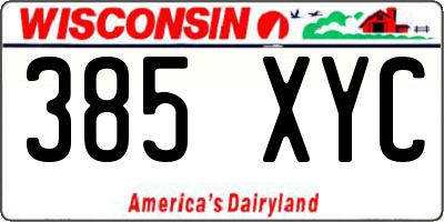 WI license plate 385XYC