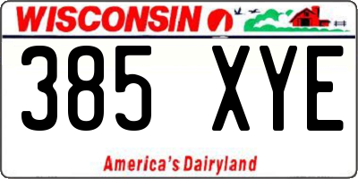 WI license plate 385XYE