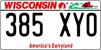 WI license plate 385XYO