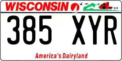 WI license plate 385XYR