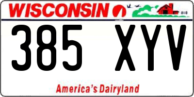 WI license plate 385XYV