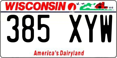 WI license plate 385XYW