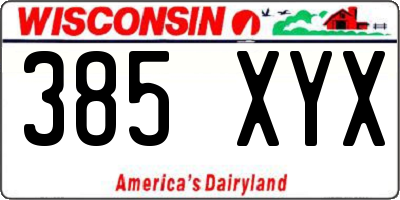 WI license plate 385XYX