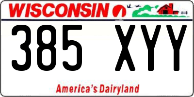 WI license plate 385XYY