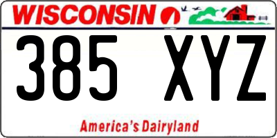 WI license plate 385XYZ