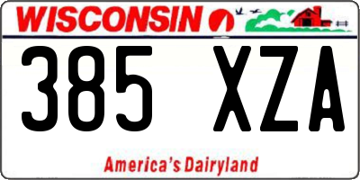 WI license plate 385XZA