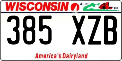 WI license plate 385XZB