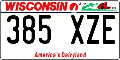 WI license plate 385XZE