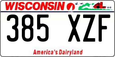WI license plate 385XZF