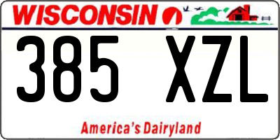 WI license plate 385XZL